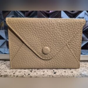 NEW Royce New York Monogrammed Leather Envelope Style Card Holder - Tan